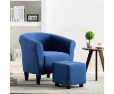 "vidaXL 2-tlg. Sessel und Hocker Set Blau Stoff"