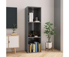 "vidaXL Bücherregal/TV-Schrank Hochglanz-Grau 36x30x114cm Holzwerkstoff"