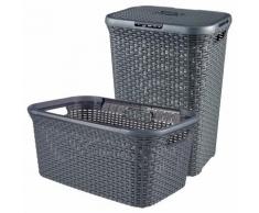 "Curver 2-tlg. Wäschebehälter und Korb Set Style 45 L + 60 L Anthrazit"