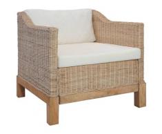 "vidaXL Sessel mit Auflagen Natur Rattan"