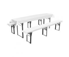 "vidaXL 130789 Beer Table Cover with 2 Padded Bench Covers White 240 x 90 cm"