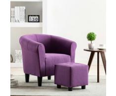 "vidaXL 2-tlg. Sessel und Hocker Set Lila Stoff"