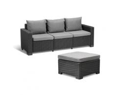 Keter Lounge Set California anthrazit (ohne Tisch, 3-Sitzer, ohne Sessel mit Hocker)