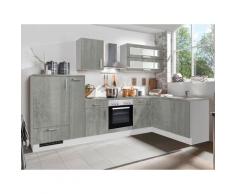 Menke Winkelküche White-Premium 310 x 170 cm (frei Bordsteinkante, Beton Optik)