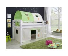 Relita Halbhohes Spielbett Hochbett Kinderbett ALEX mit Stoffset Vorhang, 2er Tunnel, Tasche (Indianer)