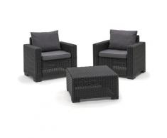 Keter Lounge Set California anthrazit (mit Tisch, kein Sofa, 2x Sessel)