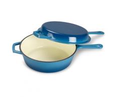 ECHTWERK 2 in 1 Set - Topf Pfanne Gusseisen (hellblau)