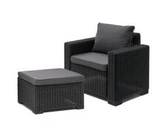 Keter Lounge Set California anthrazit (ohne Tisch, kein Sofa, 1x Sessel mit Hocker)
