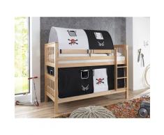 Relita Etagenbett Kick (Buche massiv natur, Vorhang & 2er Tunnel, mit Textilset Pirat)