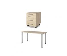 Phoenix Neo Set Tisch höhenverstellbar + Rollcontainer (Breite 160cm, artisan eiche)