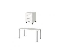 Phoenix Neo Set Tisch höhenverstellbar + Rollcontainer (Breite 160cm, weiss)