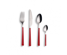 ECHTWERK Besteck Set Basic mit Kunststoffgriffen, 16-teilig, Für bis zu 4 Personen, Edelstahl 18/0 (Rot)