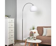 Bogenlampe Sveri mit Marmorfuß und weißem Schirm