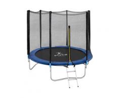 Gymrex Gartentrampolin - Ø 244 x 180 cm - 80 kg - Netz - Schwarz/Blau GR-TR01