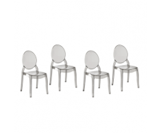 Esszimmerstuhl 4er Set Schwarz/Transparent Kunststoff Modern