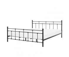 Bett Schwarz Metall mit Lattenrost 180 x 200 cm hohem Kopfteil dekorative Sprossen Klassisch für Mädchen Jugendzimmer Schlafzimmer