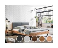 Hasena Pronto Trento Massivholzbett Pietro 160x200 cm / Wildeiche natur geölt / 25 cm / PK2 Kunstleder 336 smoke