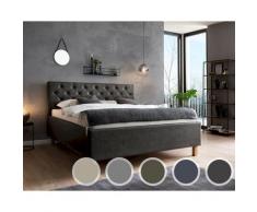 meise.möbel »San Remo« Polsterbett mit Bettkasten 160x200 cm / hellgrau / Holzfuß massiv, schwarz / mit Matratze / Härtegrad H2/H3
