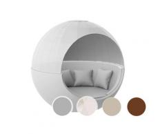 Vondom »ULM« Outdoor Mond Daybed Stoffdach Ecru mit Bezug Silvertex Ecru 0009 / Basic Matt / Sunvision Ecru