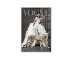 La Casa »Lady Vogue with gepard« Glasbild mit Strassapplikation 80x120 cm gerahmt