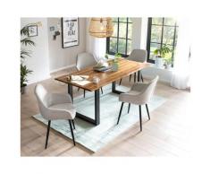 SalesFever »Lando-Leo« Esszimmergruppe Akazie hellgrau Esstisch 180x90 cm