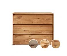 BlackWood »Dolce Vita« Wildeiche Massivholz Kommode I mit 3 Schubladen / Wildeiche stone / Metallkufen