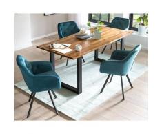 SalesFever »Lando-Fiona« Esszimmergruppe Akazie türkis Esstisch 160x85 cm