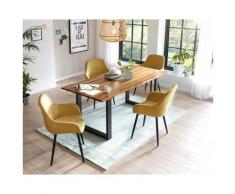 SalesFever »Lando-Leo« Esszimmergruppe Akazie gelb Esstisch 180x90 cm