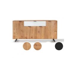 Massivholz »Lugano« Sideboard VI mit Holzfüßen glatte Front / obere Schublade in Weißglas