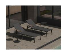 Best »Paros« Sonnenliege anthrazit mit Teakholz