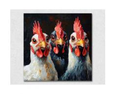 La Casa »Drei Hähne« Ölbild 100x100 cm auf Leinwand