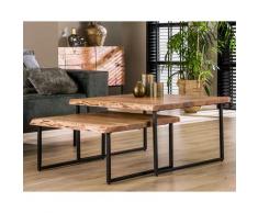 designline »Edge« Massivholz Couchtisch im 2er-Set Akazie