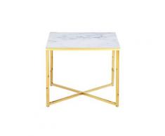 SalesFever »Marmara« Beistelltisch Marmor-Optik weiß/gold 50 x 42 x 50 cm