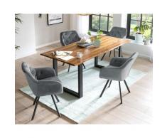 SalesFever »Lando-Fiona« Esszimmergruppe Akazie grau Esstisch 160x85 cm
