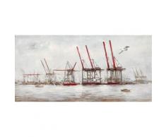 La Casa »Skyline Hamburg-Containerkräne« Ölbild handbemalt 140x70 cm auf Leinwand
