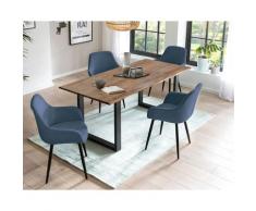 SalesFever »Layne-Leo« Esszimmergruppe Akazie dunkelblau Esstisch 180x90 cm