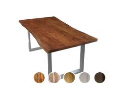 SIT Baumkante Massivholz Esstisch 26mm / 140x80 cm / natur / Metall silbergrau
