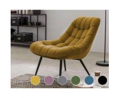 SalesFever »Chicago« Sessel XXL in Samt Metallbeine Holzoptik / blau