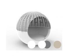 Vondom »ULM« Outdoor Mond Daybed geflochtenes Seildach Basic Matt / Ecru mit Bezug Silvertex Ecru 0009 / Dach Cordon Ecru