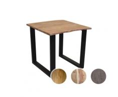 SIT Akazie Baumkante Esstisch 80x80 cm / Antikgrau - Metall antiksilbern