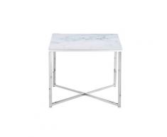 SalesFever »Marmara« Beistelltisch Marmor-Optik weiß/chrom 50 x 42 x 50 cm
