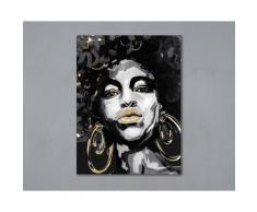 La Casa »Frau schwarz-weiß mit goldenen Ohrringen und Akzenten« Ölbild handbemalt 90x120 cm