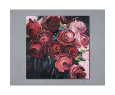 La Casa »Rote Rosen« Ölbild handbemalt 110x110 cm auf Leinwand