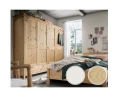 Massivholz »Solvita« Kleiderschrank 4-türig Kiefer weiß