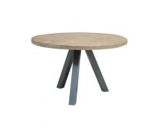 SIT Mangoholz Tisch - Rund 120x120x76 cm / natur / Metall antiksilber