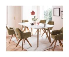 SalesFever »Aino-Mercur« Esszimmergruppe 5-teilige grün/weiß Esstisch 160x90 cm