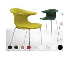 infiniti »LOOP« 4 Legs gepolstert Designer-Stuhl AC01 verchromt / Echtleder Dunkelbraun
