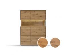 Massivholz »St. Gallen« Highboard II natur geölt / ohne Beleuchtung