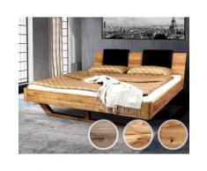 BlackWood »Dolce Vita I« Wildeiche Massivholzbett 140x220 cm / Wildeiche natur / mit Kissen 2er-Set