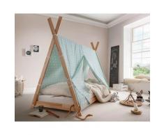 INFANSKIDS »Pinocchio« Tipi-Bett Buche Buche natur / Stoffdach Hellgrau / Federrost